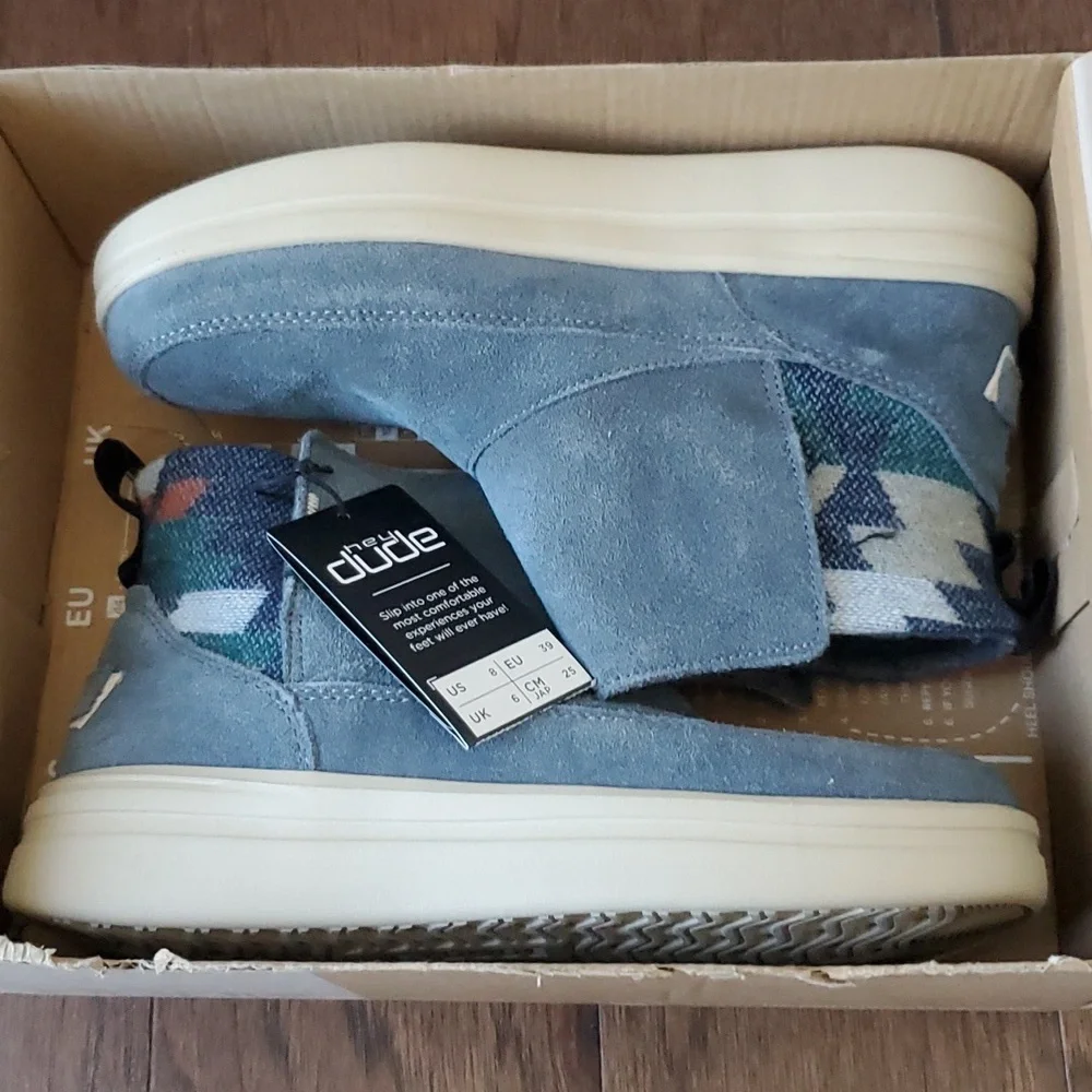 RARE HEY DUDE MEL  SUEDE ORION BLUE - Picture 3 of 9